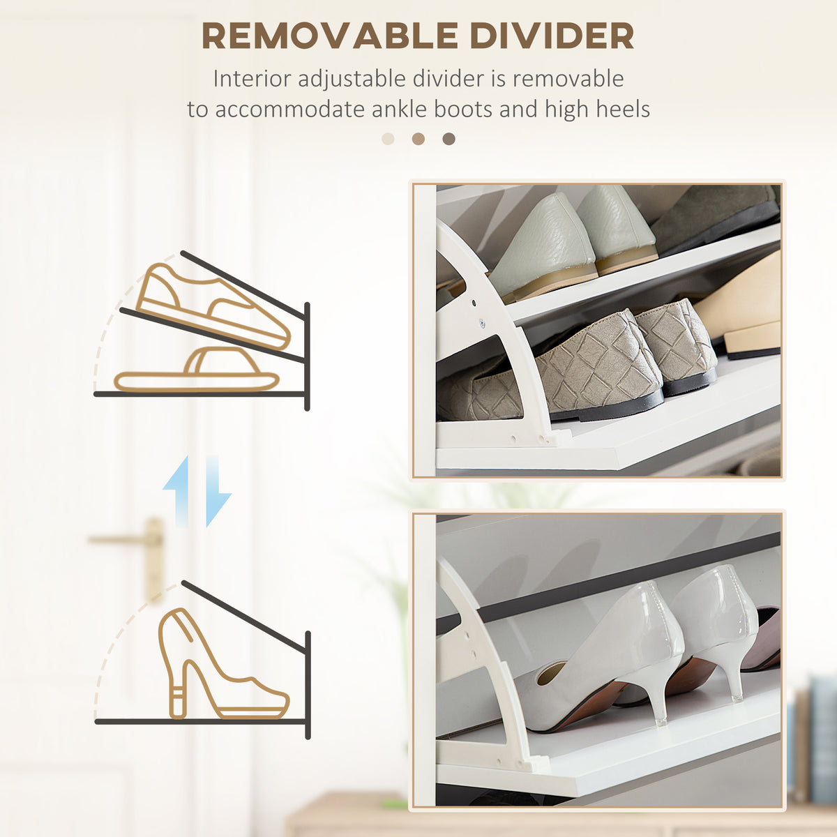 Shoe Storage with 3 Flip Drawers and Adjustable Shelves – view 19