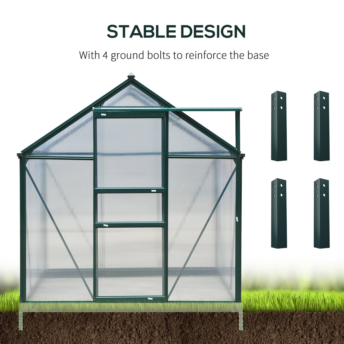 6.2' x 8.3' x 6.6' Clear Polycarbonate Greenhouse, Large Walk-In Green House w/ Slide Door