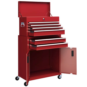 6-Drawer Rolling Tool Chest, 2 in 1 Lockable Storage Cabinet with Hooks, Metal Tool Box for Garage – view 8