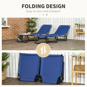 Set of 2 Folding Outdoor Lounge Chair, Sun Tanning Chairs with Reclining Back – view 11