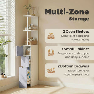 Tall Bathroom Storage Cabinet, Narrow Bathroom Cabinet with Drawers and Open Shelves for Small Spaces – view 7