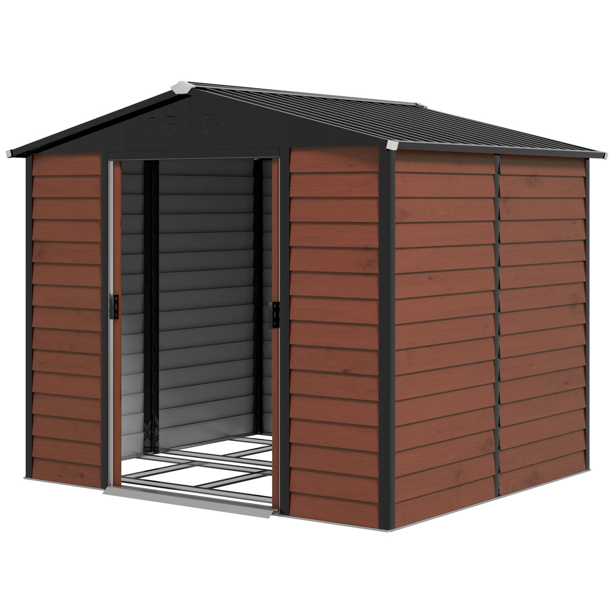 8' x 7' Outdoor Storage Shed, Easy to Assemble, Upgraded Galvanized Metal Garden Shed with Lockable Doors – view 8