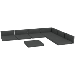 Replacement Cushions for Rattan Furniture, 14 Piece Outdoor Seat Cushion Pad for Patio Set, 7 Seat and 7 Back, Grey