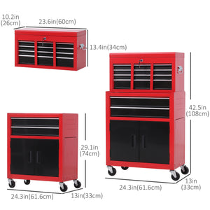 6-Drawer Rolling Tool Chest, 2 in 1 Lockable Storage Cabinet with Hooks, Metal Tool Box for Garage – view 16