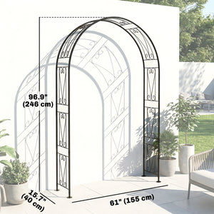 8 ft Garden Arch, Outdoor Trellis Arbor for Climbing Plants, Wedding Arch for Party Outdoor Garden Backyard, Black