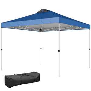 Pop Up Canopy Waterproof Canopy Tent with Carrying Bag for Parties Garden BBQs 9.8' x 9.8', Blue
