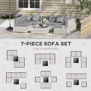 7 Pieces Patio Furniture Set, Rattan Conversation Set Garden Wicker Sofa Set with Washable Cushions and – view 4