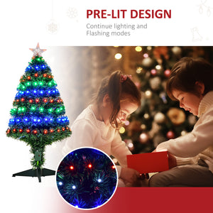 3FT Pre-lit LED Optical Fiber Christmas Tree Artificial Holiday Decor with Stand