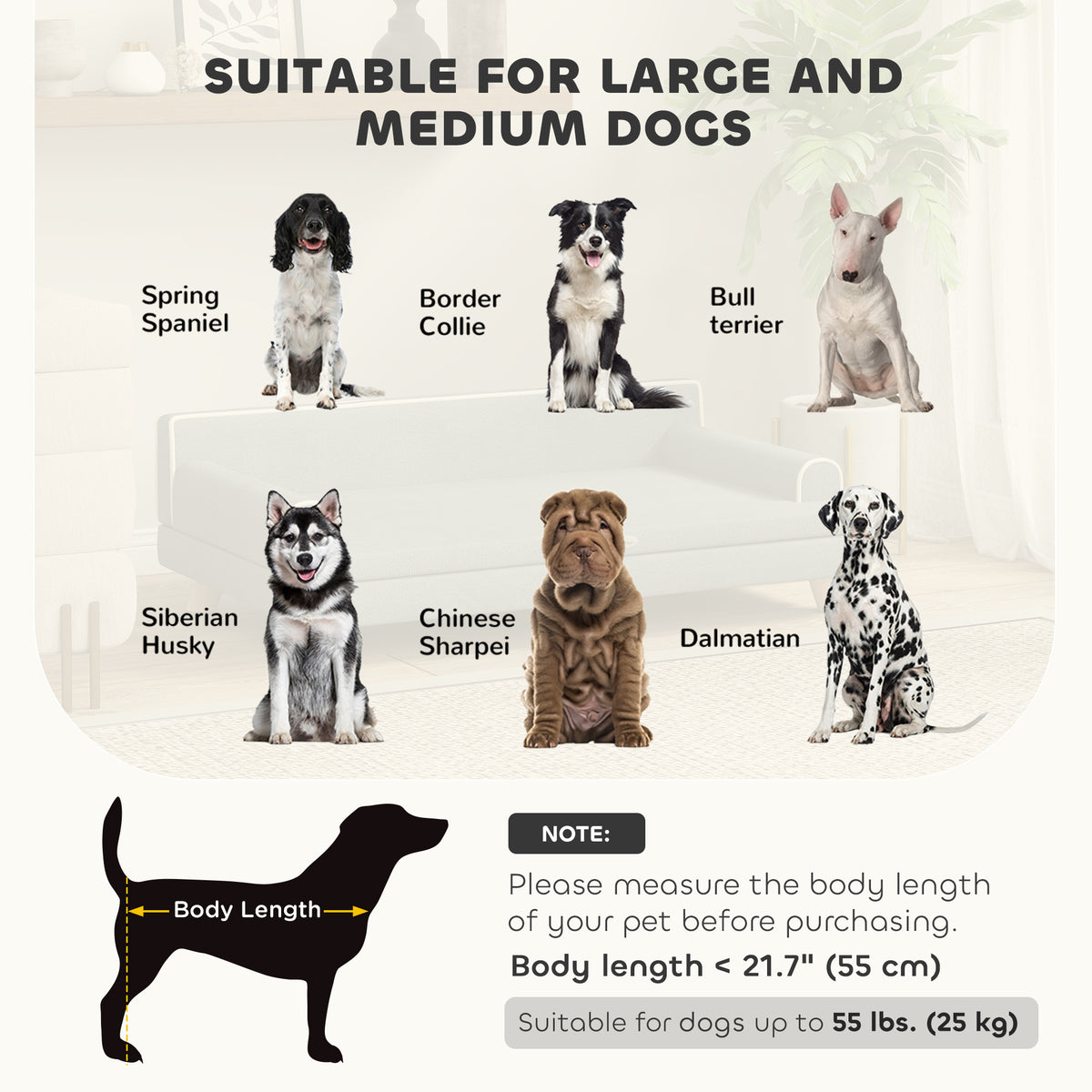 Elevated Dog Sofa Bed, Cat Couch with Cushion, Washable Cover, Wooden Legs, for Medium & Large Dogs – view 3
