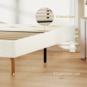 Queen Size Bed Frame with Adjustable Headboard Upholstered Platform Bed Frame with Wood Slat Support Noise – view 6