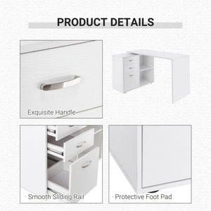 L-Shaped Corner Straight Writing Desk with Storage Shelf, Drawer – view 12