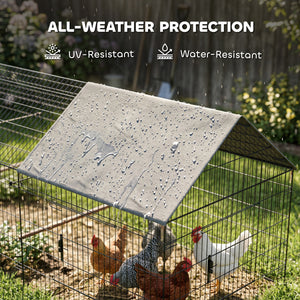 Metal Chicken Coop with UV-Resistant Cover for Hens, Rabbits, Ducks, Geese, 168.5" x 42.1" x 43.7", Grey – view 7