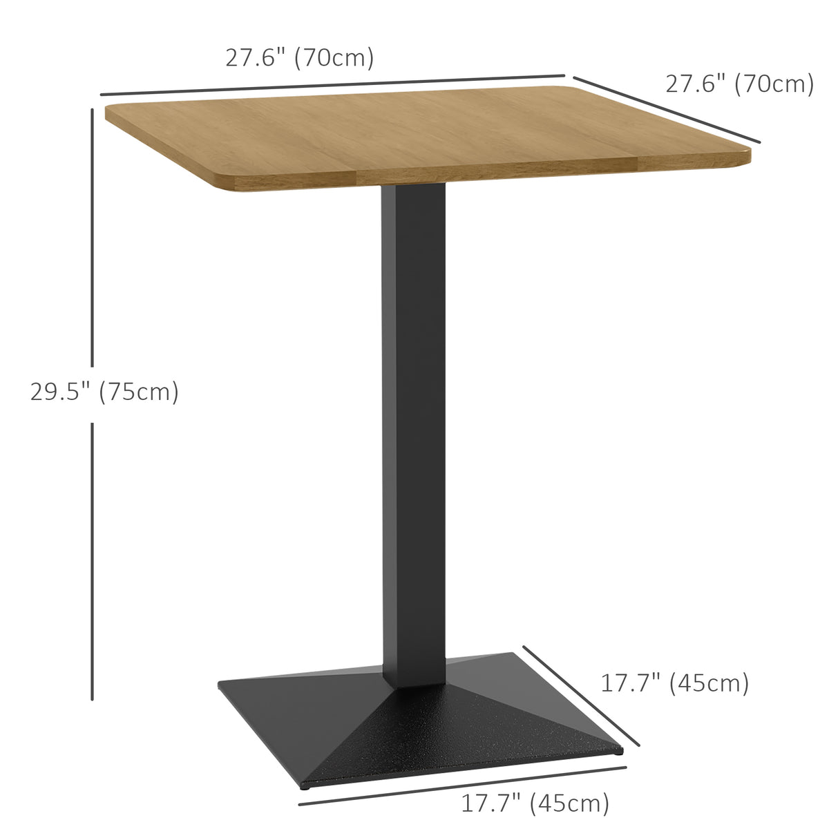 28" Square Dining Table, Modern Dining Room Table with Steel Base, Space Saving Small Kitchen Table – view 2