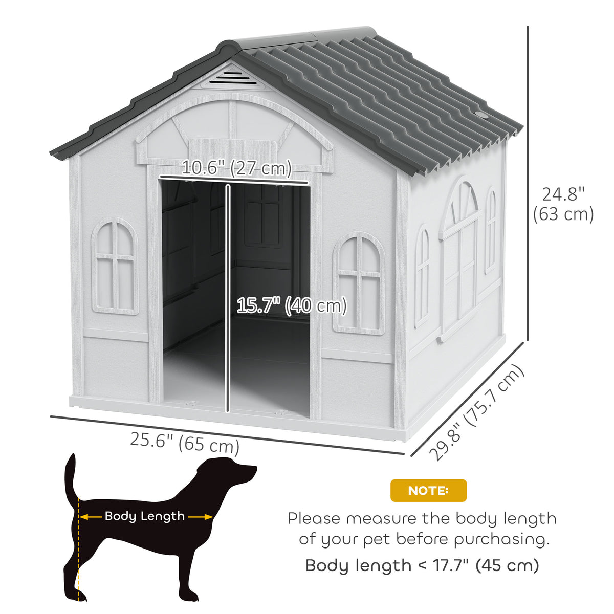 26" Plastic Dog House Outdoor with Air Vents, for Small Medium Dogs, Blue – view 9