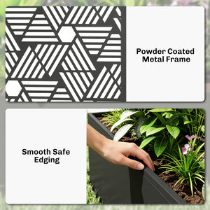 Metal Planter Box with Trellis, 44.5" Tall Raised Garden Bed with Privacy Screen, Hexagon and Line Cut-Out