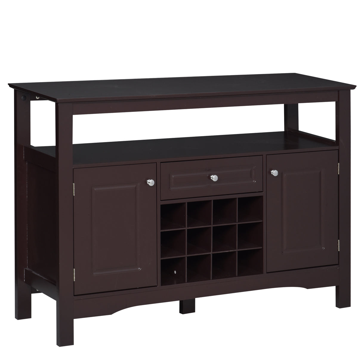 Modern Kitchen Buffet Bar Cabinet Storage Sideboard Dining Server with Drawer & 12-Bottle Wine Rack for