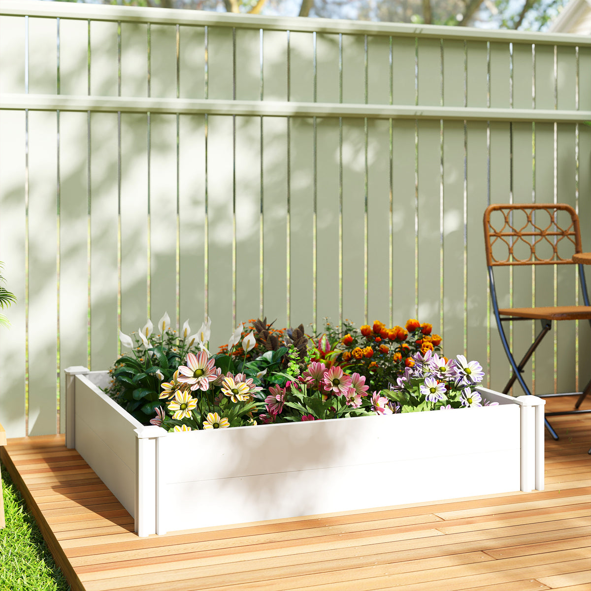 Vinyl Raised Garden Bed Kit, 2 x 2 x 1ft Modular Elevated Garden Box with Slotting Legs and Open Bottom – view 13