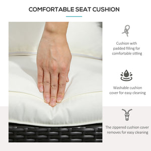 Patio Wicker Adirondack Chair, Outdoor Rattan Muskoka Chair with Cushions for Patio, Garden, Backyard, Cream