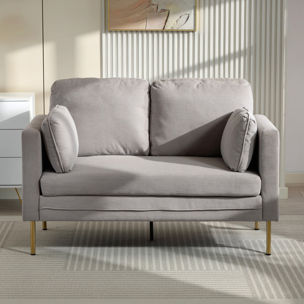 Loveseat Sofa, 55" Small Sofa Couch with 2 Pillows, Metal Legs for Living Room, Bedroom, Apartment – view 13