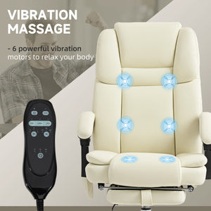 Massage Office Chair, Reclining Executive Office Chair with 6-Point Vibration, Footrest and High Back, Black – view 17
