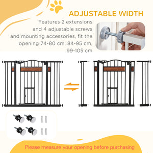 29.1''-31.5'' Extra Wide Dog Gate with Cat Door, 30"H Stair Gate with Extension, Wall Cups, Pressure Fit – view 12