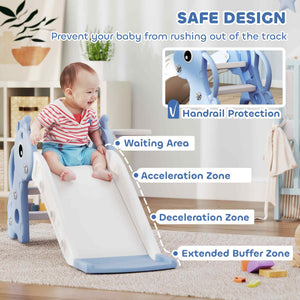 Qaba 3 in 1 Toddler Slide for Age 1-3, Kids Slide with Climber, Basketball Hoop and Ball, Giraffe Design