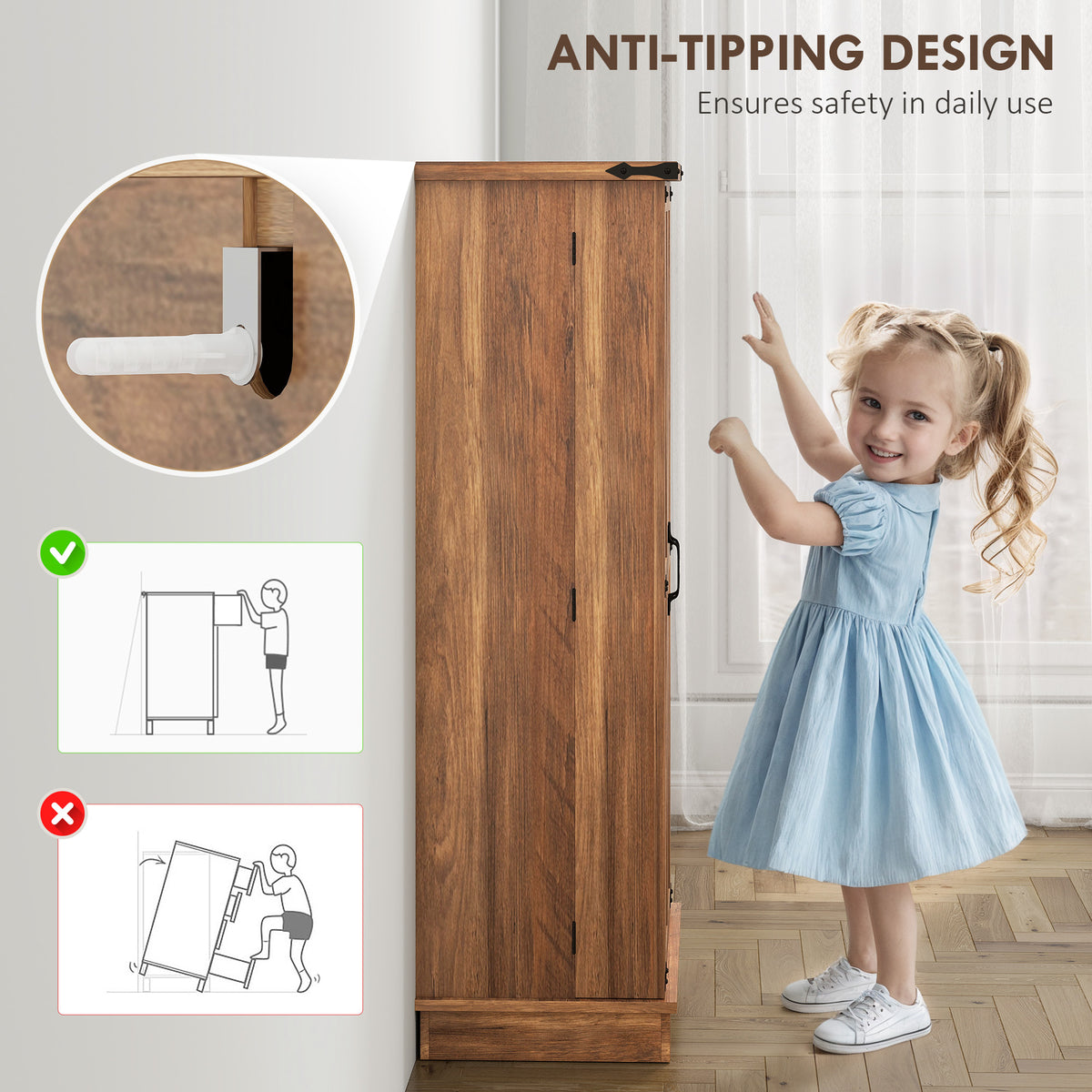 47" Kitchen Pantry Storage Cabinet, Farmhouse Kitchen Pantry Cabinet with Adjustable Shelves and Door – view 14