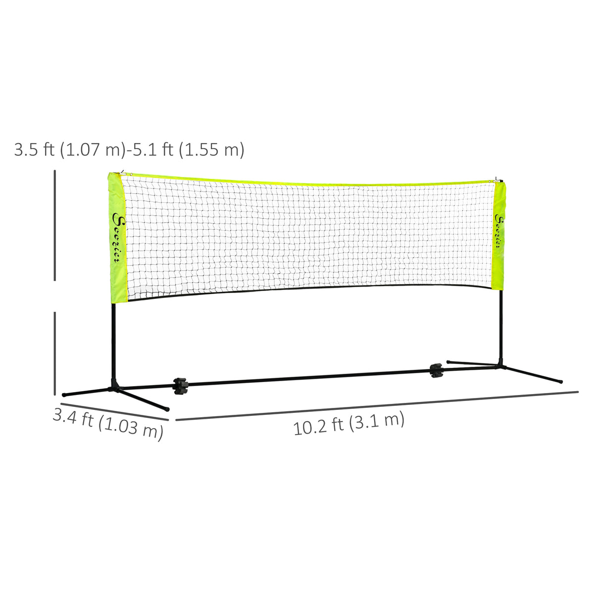 Soozier 10ft Badminton Net, Height Adjustable Outdoor Sports Net with Carry Bag, for Tennis, Pickleball and Volleyball