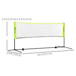 Soozier 10ft Badminton Net, Height Adjustable Outdoor Sports Net with Carry Bag, for Tennis, Pickleball and Volleyball