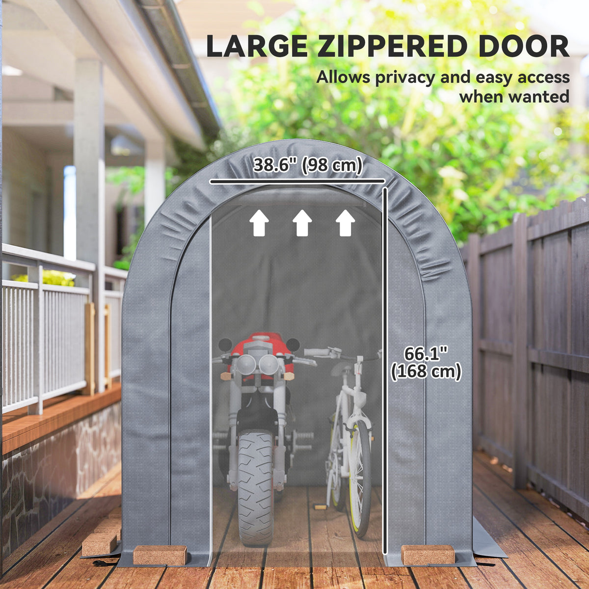 5' x 8' Outdoor Storage Shed, Heavy Duty Galvanized Steel Portable Shed for Bike, Motorcycle, Garden Tools – view 12