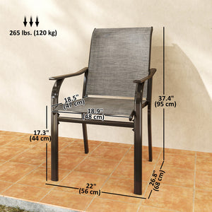 Patio Chairs Set of 4 with Armrest and High Backrest, for Backyard, Balcony, Porch, Poolside, Deck, Garden, Brown