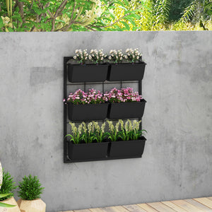3-Tier Wall Planter with 6 Pots for Indoor and Outdoor Use, Hanging Plant Holder, Self Draining Wall Mounted Planter
