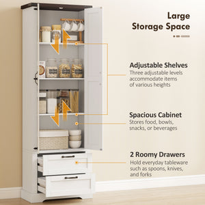 71" Tall Kitchen Pantry Cabinet, Farmhouse Kitchen Storage Cabinet with 2 Drawer and Adjustable Shelves – view 10