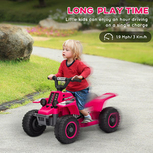 Qaba 6V Kids ATV Quad, 4 Wheeler Battery Powered Electric Ride on Car w/ Lights, Forward Backward