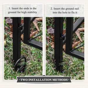 7FT Metal Garden Arch with Gate Climbing Planter Frame Backyard Decor for Vines Morning Glory Black