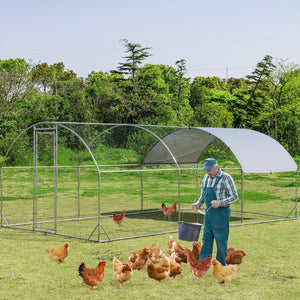 6.2 Feet/12.5 Feet/19 Feet Large Metal Chicken Coop Outdoor Galvanized Dome Cage with Cover-L view 2