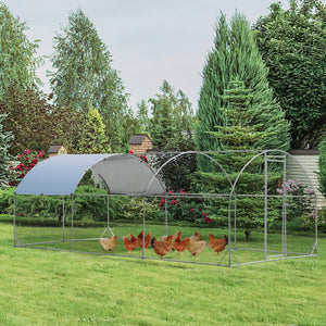 6.2 Feet/12.5 Feet/19 Feet Large Metal Chicken Coop Outdoor Galvanized Dome Cage with Cover-L view 3