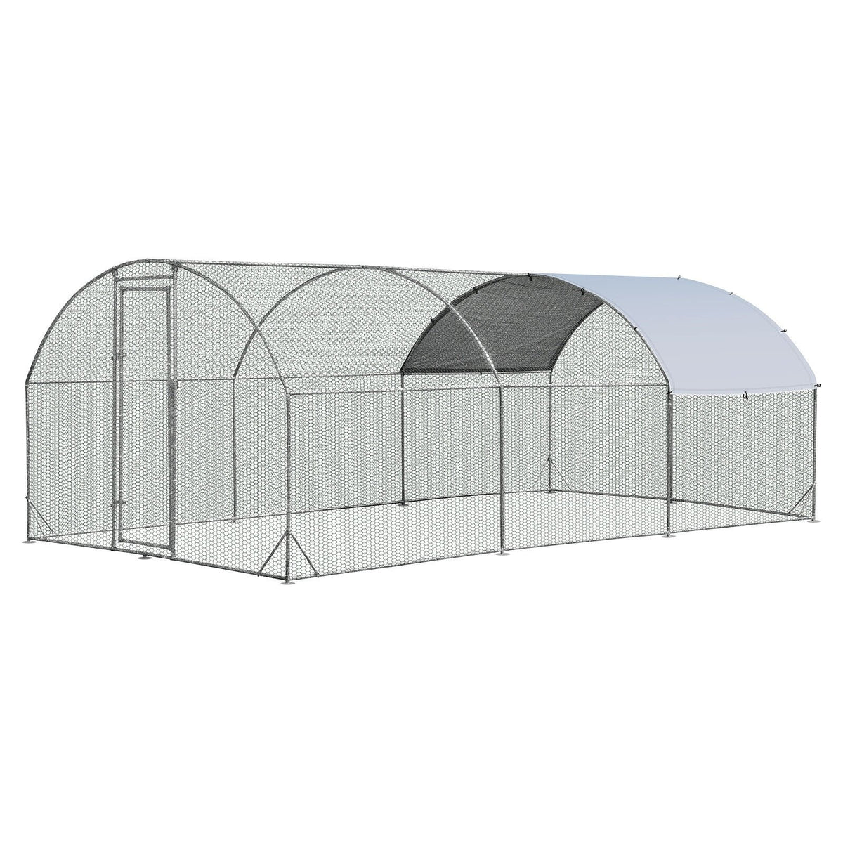 6.2 Feet/12.5 Feet/19 Feet Large Metal Chicken Coop Outdoor Galvanized Dome Cage with Cover-L view 4