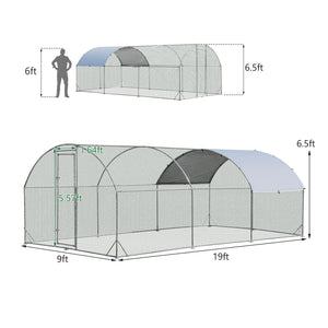 6.2 Feet/12.5 Feet/19 Feet Large Metal Chicken Coop Outdoor Galvanized Dome Cage with Cover-L view 5