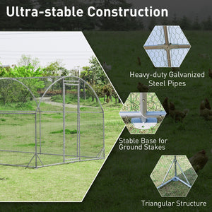 6.2 Feet/12.5 Feet/19 Feet Large Metal Chicken Coop Outdoor Galvanized Dome Cage with Cover-L view 7