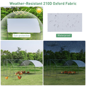 6.2 Feet/12.5 Feet/19 Feet Large Metal Chicken Coop Outdoor Galvanized Dome Cage with Cover-L view 9