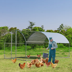 6.2 Feet/12.5 Feet/19 FeetLarge Metal Chicken Coop Outdoor Galvanized Dome Cage with Cover-M view 2