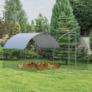 6.2 Feet/12.5 Feet/19 FeetLarge Metal Chicken Coop Outdoor Galvanized Dome Cage with Cover-M view 3