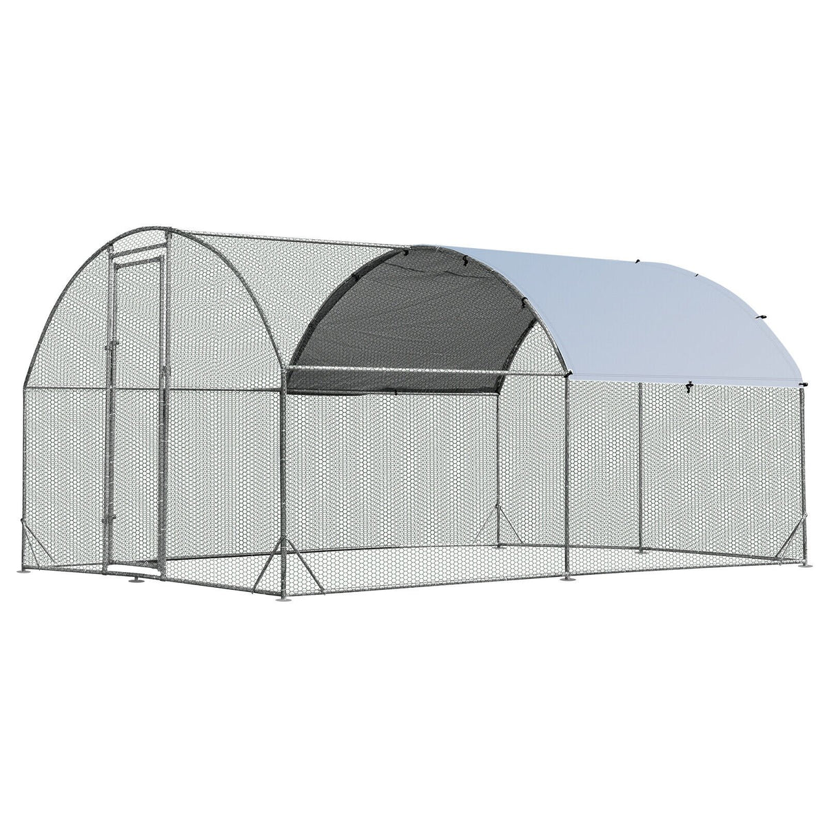 6.2 Feet/12.5 Feet/19 FeetLarge Metal Chicken Coop Outdoor Galvanized Dome Cage with Cover-M view 4