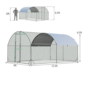 6.2 Feet/12.5 Feet/19 FeetLarge Metal Chicken Coop Outdoor Galvanized Dome Cage with Cover-M view 5