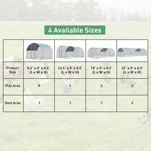 6.2 Feet/12.5 Feet/19 FeetLarge Metal Chicken Coop Outdoor Galvanized Dome Cage with Cover-M view 6