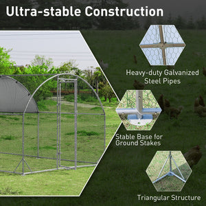 6.2 Feet/12.5 Feet/19 FeetLarge Metal Chicken Coop Outdoor Galvanized Dome Cage with Cover-M view 8