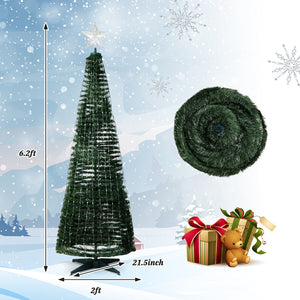 6.2 Feet Pop-up Lighted Christmas Tree with 282 RGB LED Lights-Green view 4