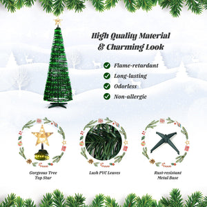 6.2 Feet Pop-up Lighted Christmas Tree with 282 RGB LED Lights-Green view 5