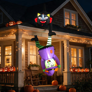 6.2 FT Halloween Hanging Inflatable Witch and Black Cat with LED Lights view 2